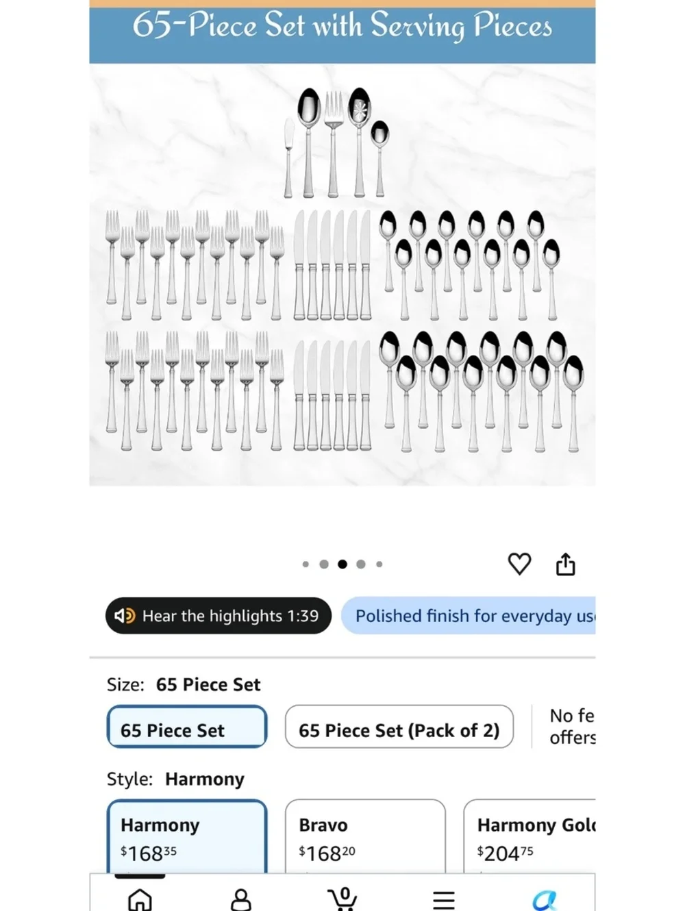 Mikasa Colette 65-Piece Flatware Set with Serving Pieces